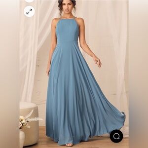 Lulu’s Elegant Blue Halter Maxi Dress